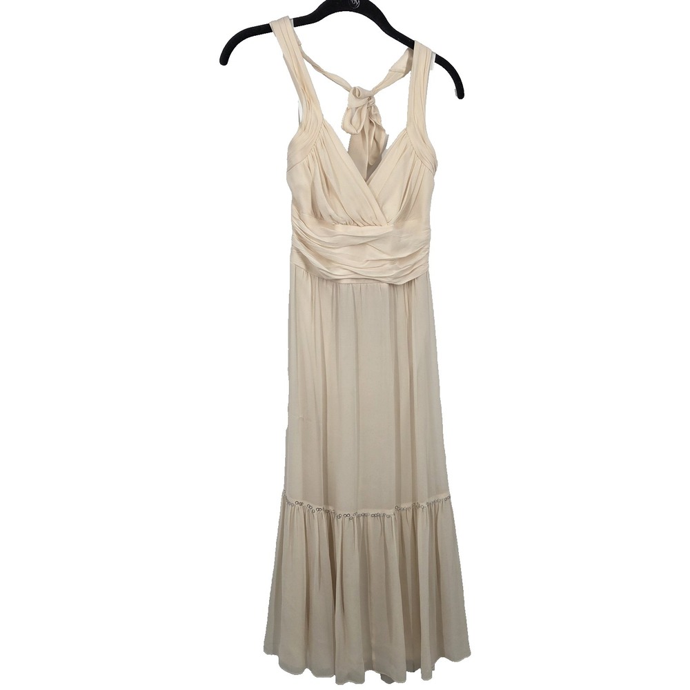 Vintage BCBG MAXAZRIA Silk Chiffon Halter Ruffle WM SM 4 Y2K Fairycore Party